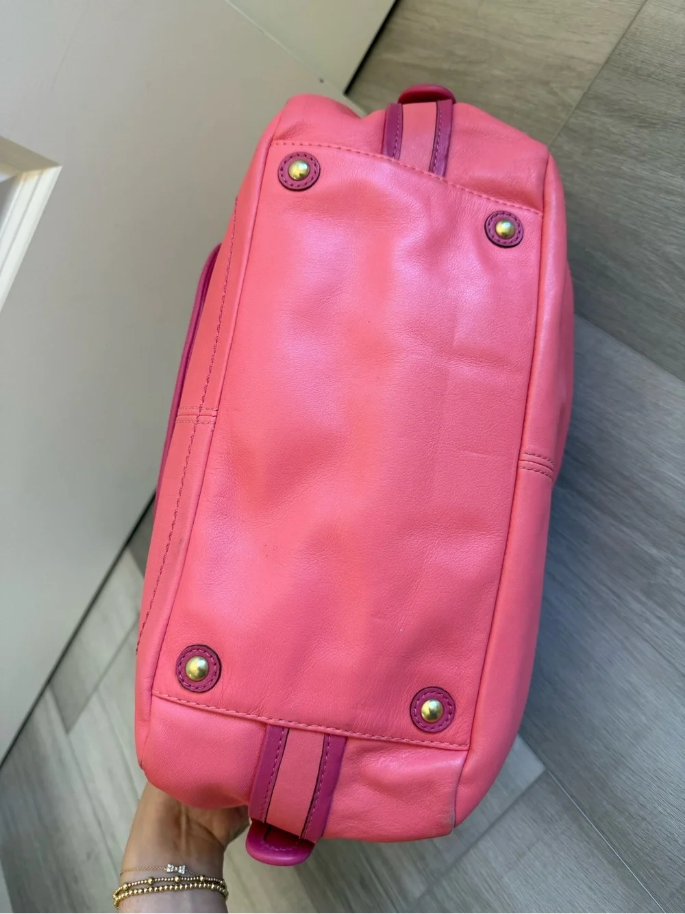 Coach Coral Pink Leather Shoulder Bag